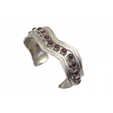 Bangle Bracelet Kada 925 Sterling Silver Women Handmade Garnet Stone India C256